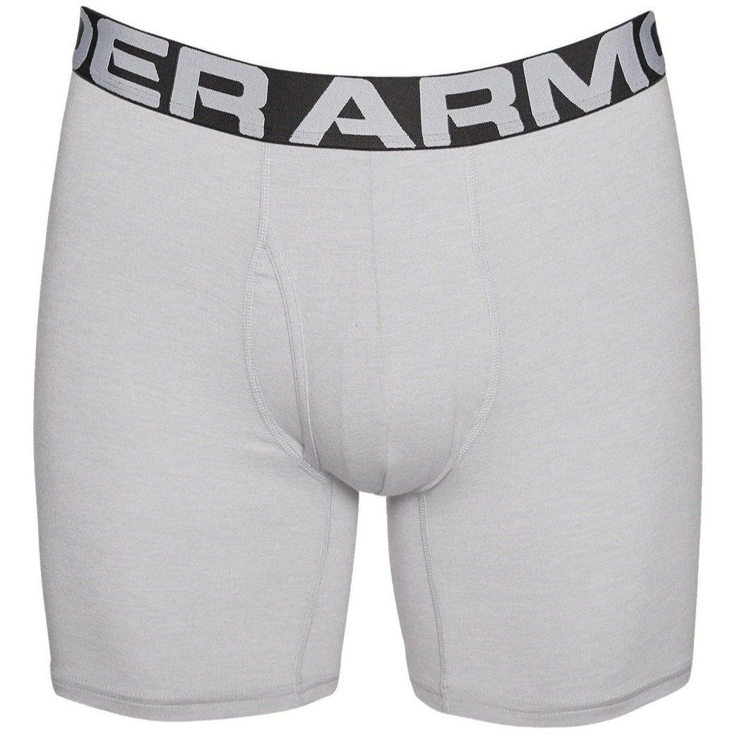Under Armour Men's Charged Cotton 6" Boxerjock Trunks 3-Pack - Red/Academy/Mod Grey Medium Heather