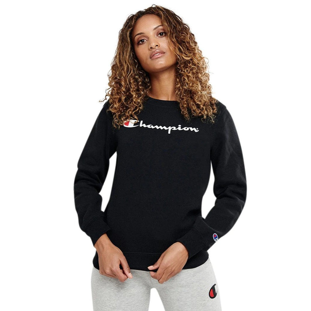 Champion Women's Script Crew Sweatshirt - Black