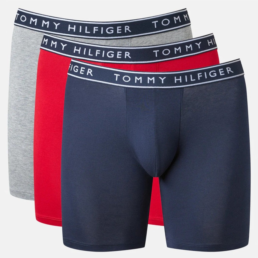 Tommy Hilfiger Men's Cotton Stretch Boxer Briefs 3-Pack - Mahogany/Navy/Grey