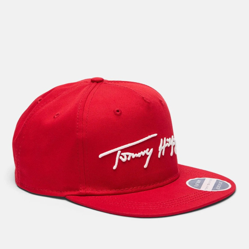 Tommy Hilfiger Signature Flat Brim Cap - Apple Red