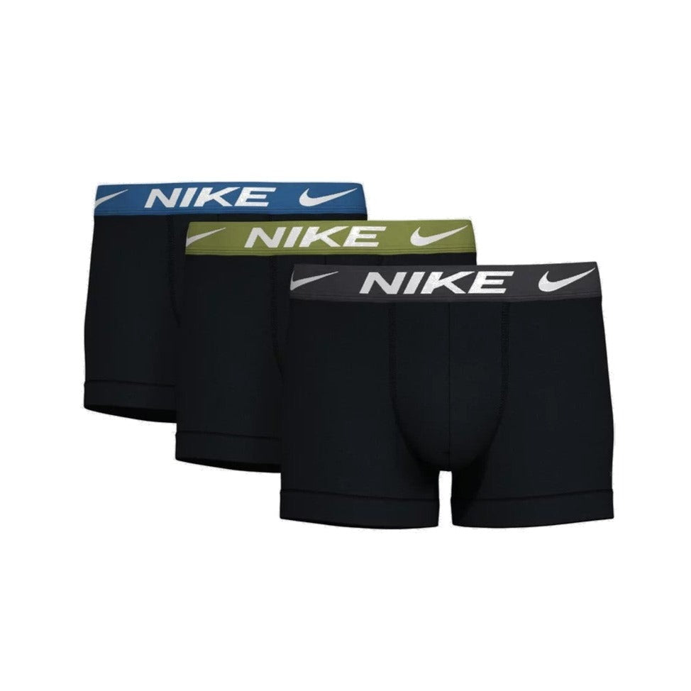 Nike Mens 3-Pack Essential Microfiber Trunks - Black, Star Blue, Pear & Anthracite