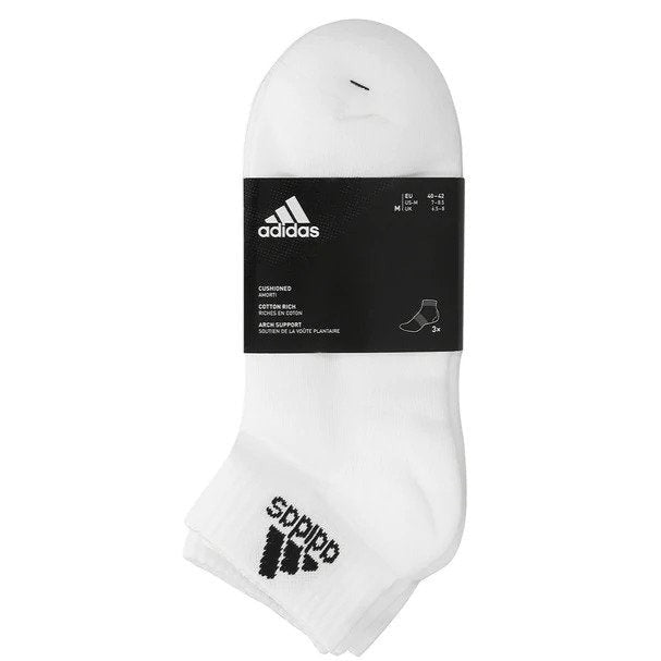 Adidas Men's Cushioned Ankle Socks 3-Pack - White/Black