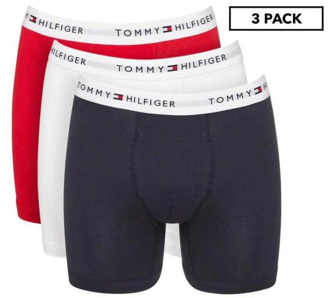 Tommy Hilfiger Mens Cotton Classics Boxer Briefs 3-Pack - Mahogany/Navy/White