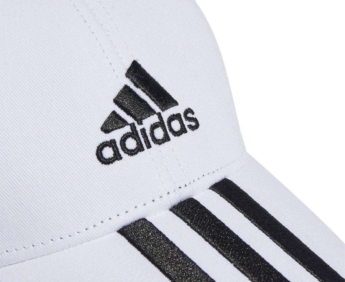 Adidas 3-Stripes Cotton Twill Baseball Cap - White/Black