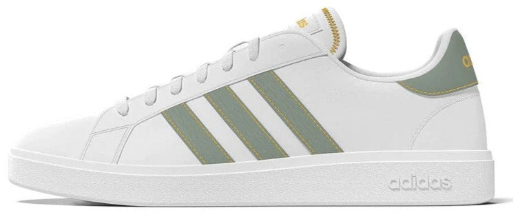 Adidas Men's Grand Court Base 2.0 Sneakers - White/Green/Gold