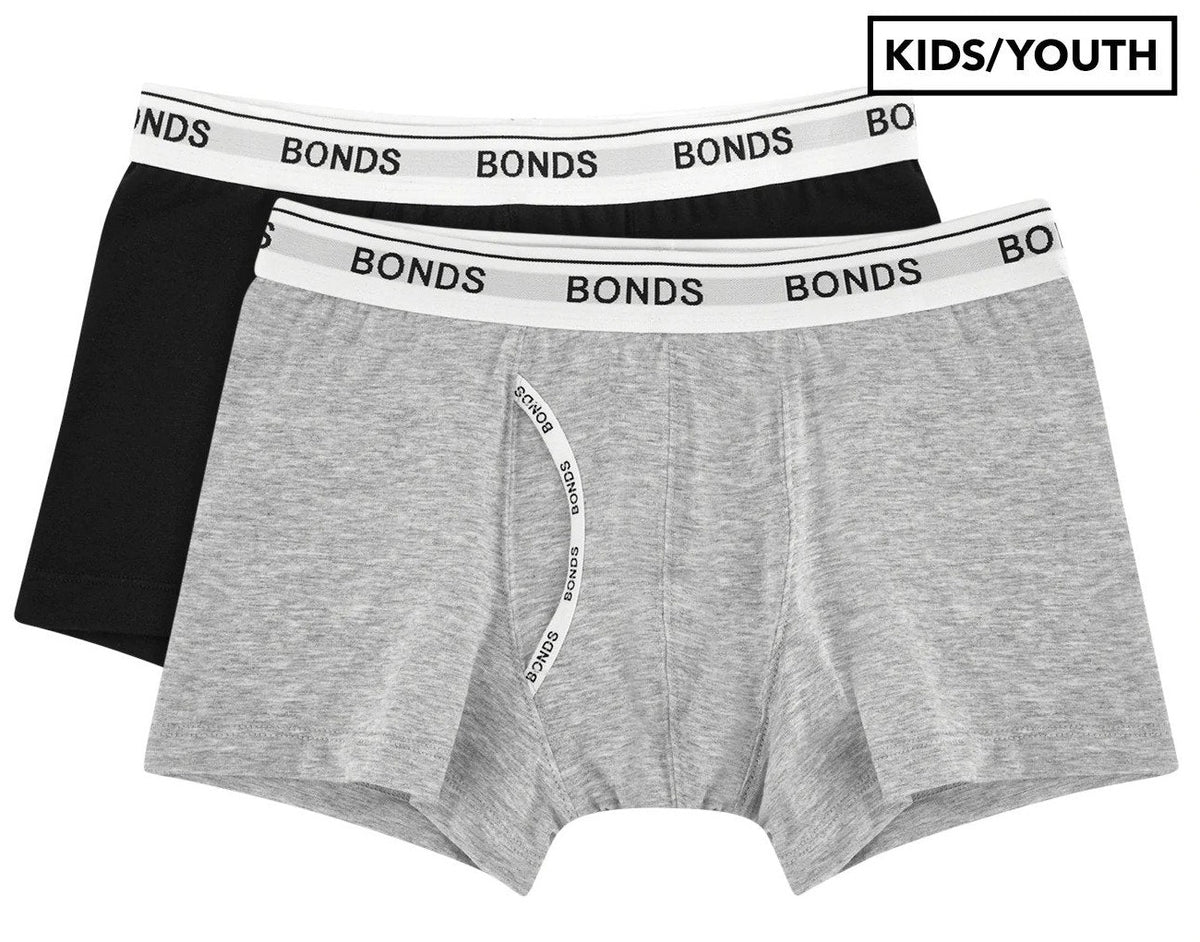 Bonds Boys' Guyfront Trunks 2-Pack - Black/Grey