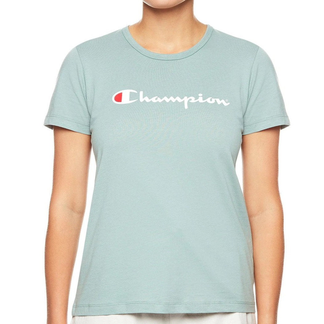 Champion Women's Script Tee / T-Shirt / Tshirt - Sage Grit Green CSI