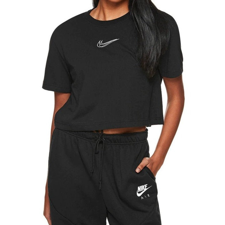 Nike Sportswear Women's Cropped Dance Tee / T-Shirt / Tshirt - Black/White
