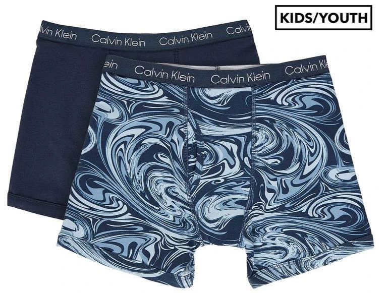 Calvin Klein Boys' Cotton Stretch Boxer Brief 2-Pack - Navy Marble/Cobalt Sapphire