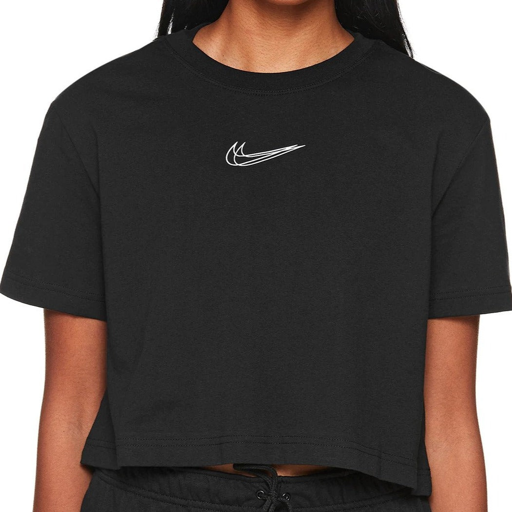 Nike Sportswear Women's Cropped Dance Tee / T-Shirt / Tshirt - Black/White