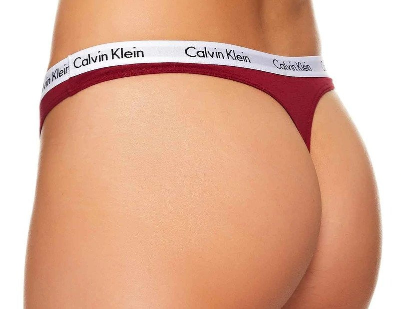 Calvin Klein Women's Carousel Thong/String 3-Pack - Red/Grey/Black