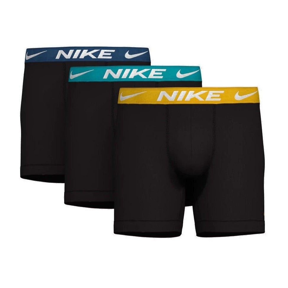 Nike Men's 3-Pack Essential Micro Boxer Briefs - Black Orange/Cactus/Blue