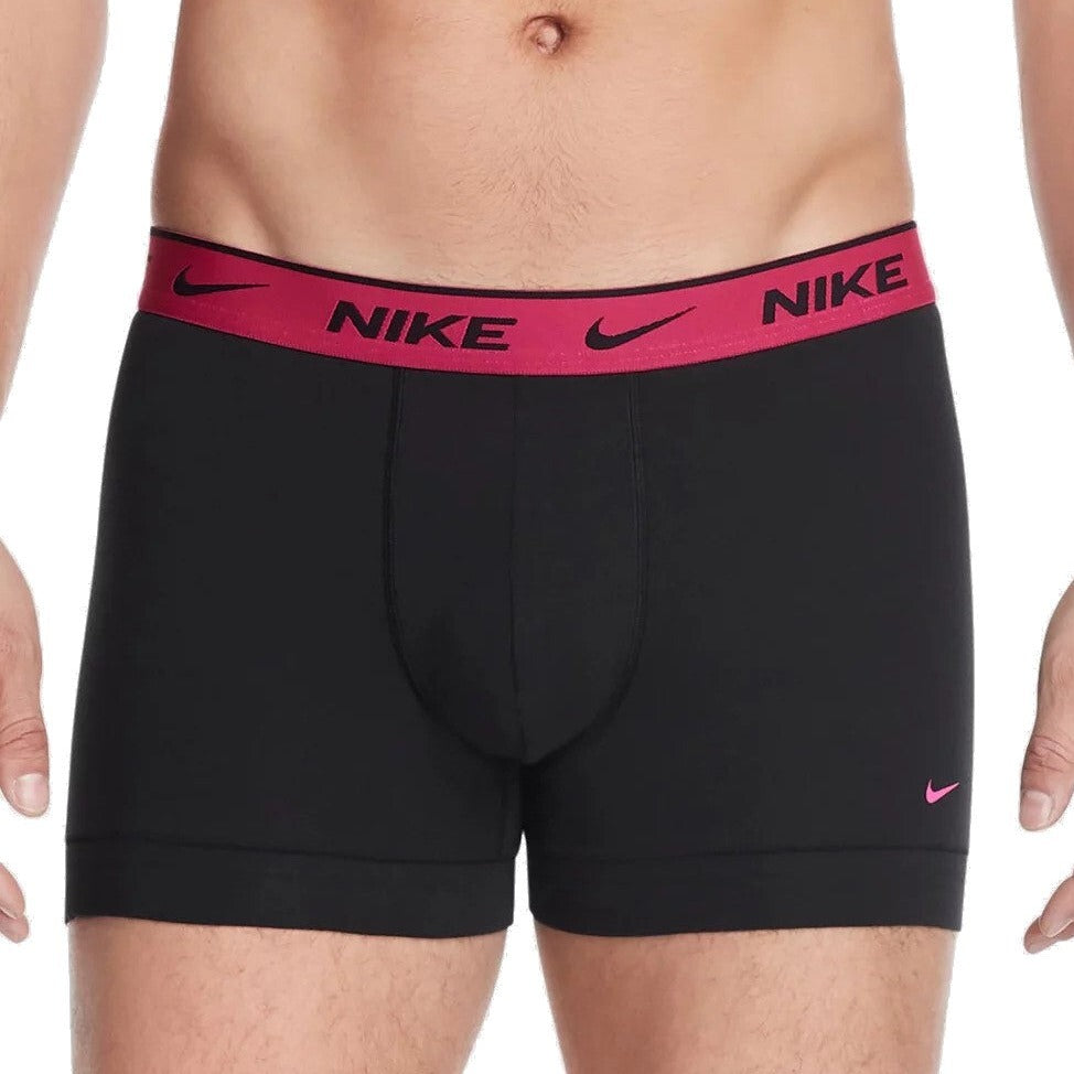 Nike Mens Everyday Cotton Stretch Trunks 2-Pack - Black Fuchsia & Laser Orange