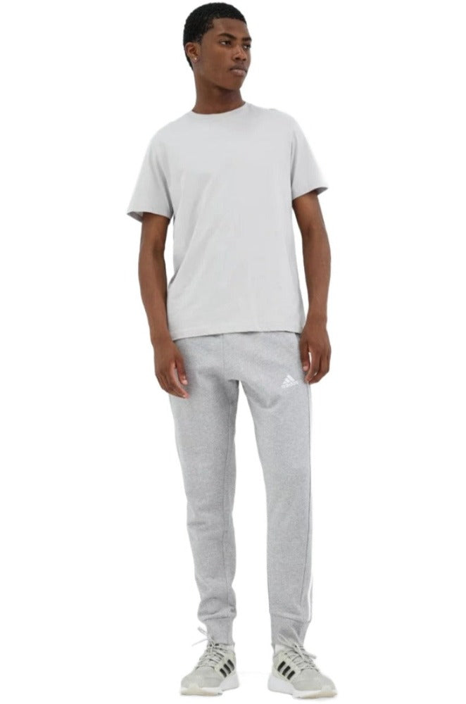Adidas Mens Essentials French Terry Tapered Cuff 3-Stripes Pants - Grey Heather