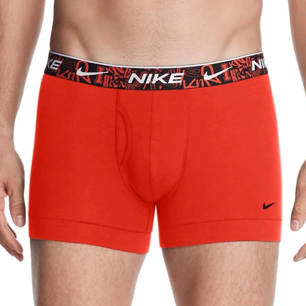 Nike Mens Everyday Cotton Stretch Trunks 3-Pack - Picante Red, Aquarious Blue & Green