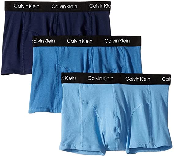 Calvin Klein Men's Underwear Cotton Stretch Trunk 3 Pack - Peacoat/Delft/Silver Lake