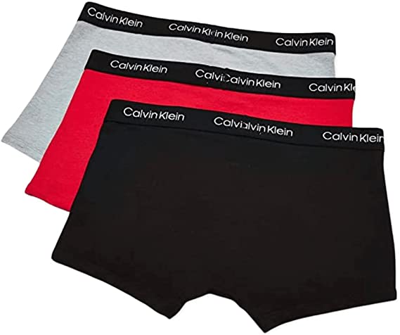 Calvin Klein Men's Underwear Cotton Stretch Trunk 3 Pack - Empower/Wolf Grey Heather/Black