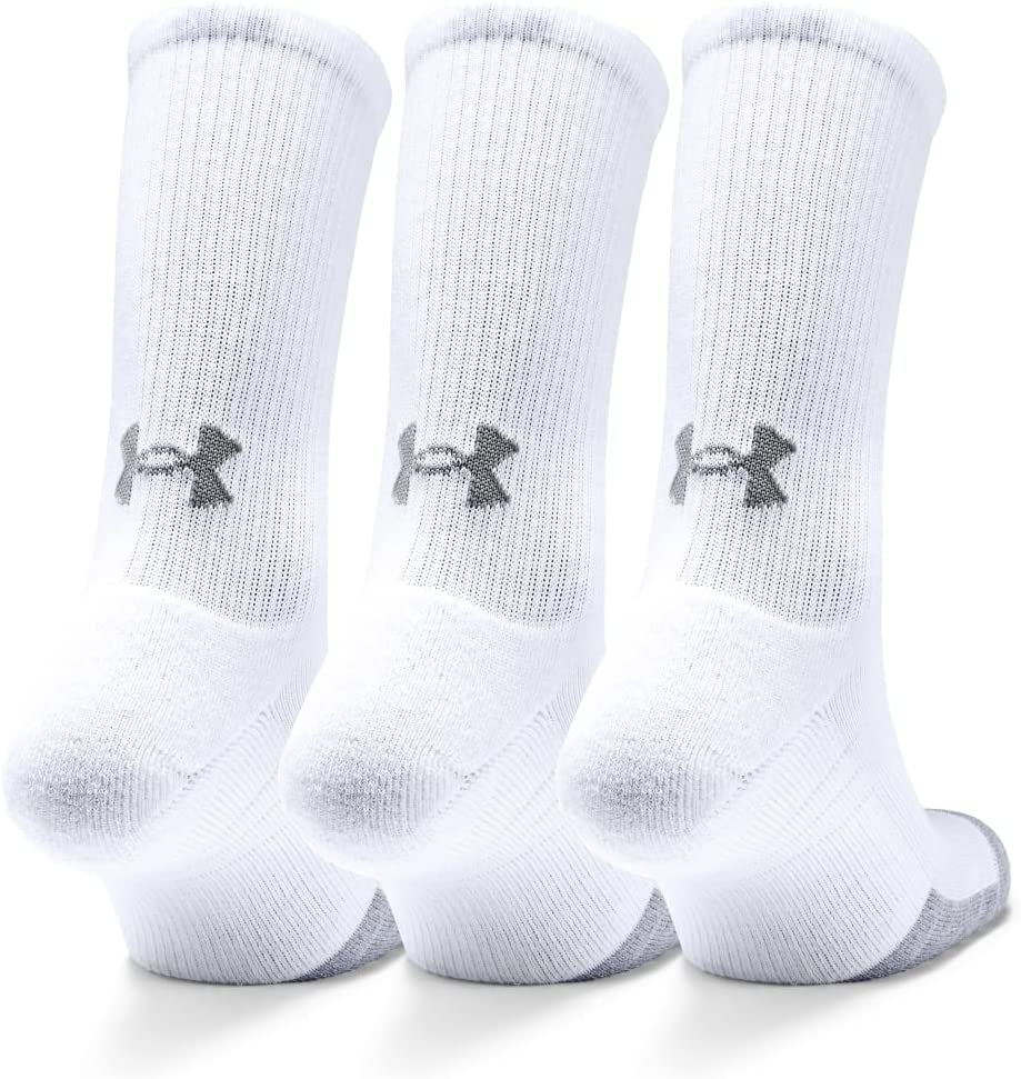 Under Armour Men's Heatgear Crew Socks 3 Pack White