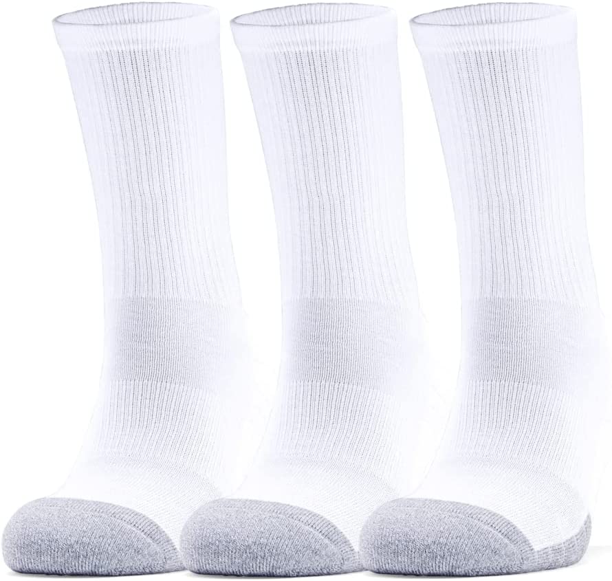 Under Armour Men's Heatgear Crew Socks 3 Pack White