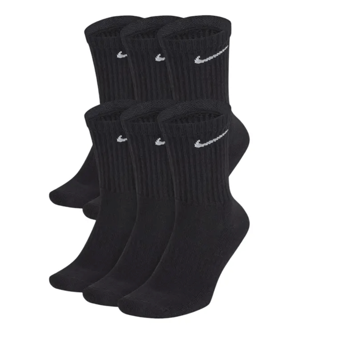 Nike Unisex Men s Women s Cotton Cushion Crew Socks 6 Pack Black