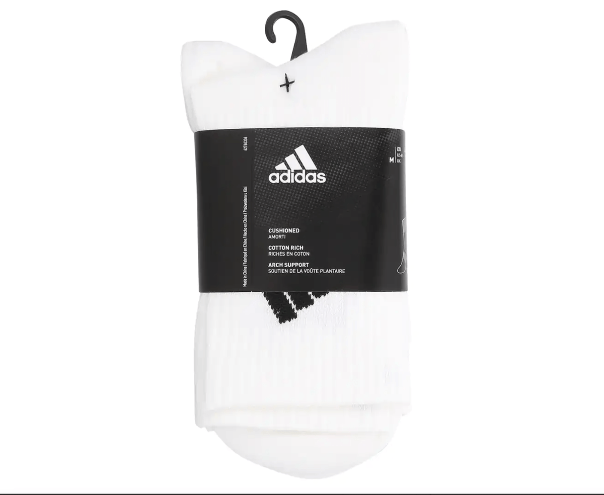Adidas Men's Cushioned Crew Sock 3-Pack - White