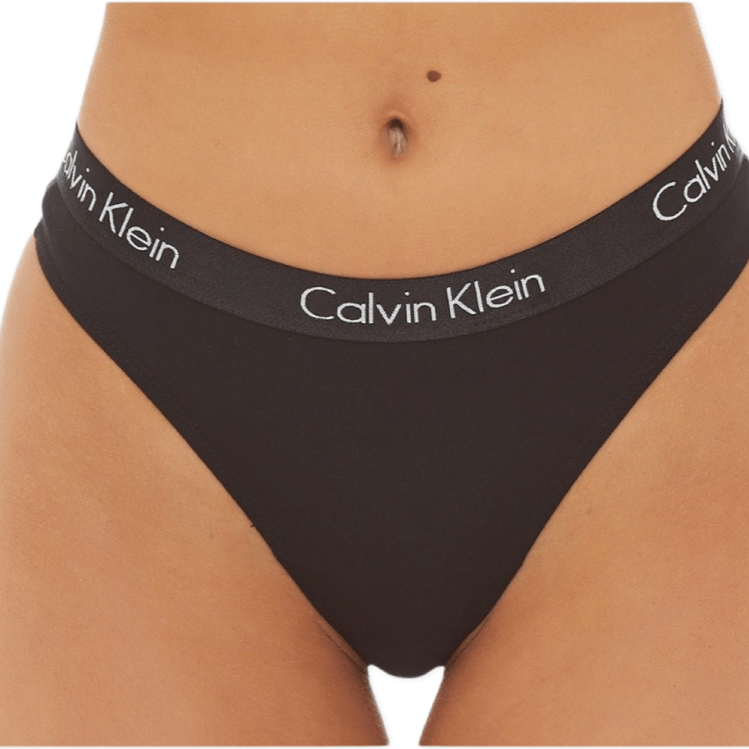 Calvin Klein Underwear Women's Motive Cotton Thong 3 Pack - Black/White/Grey