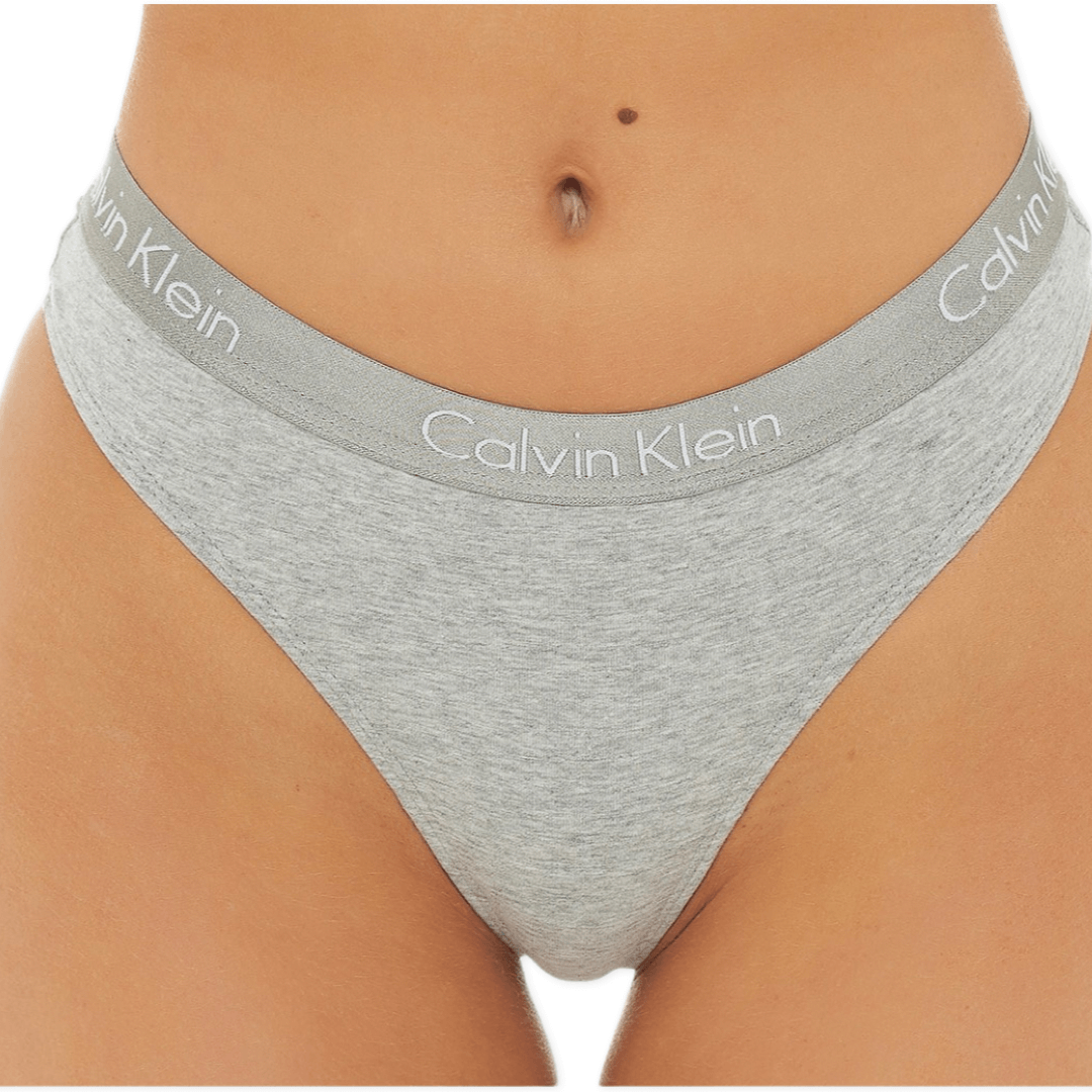 Calvin Klein Underwear Women's Motive Cotton Thong 3 Pack - Black/White/Grey