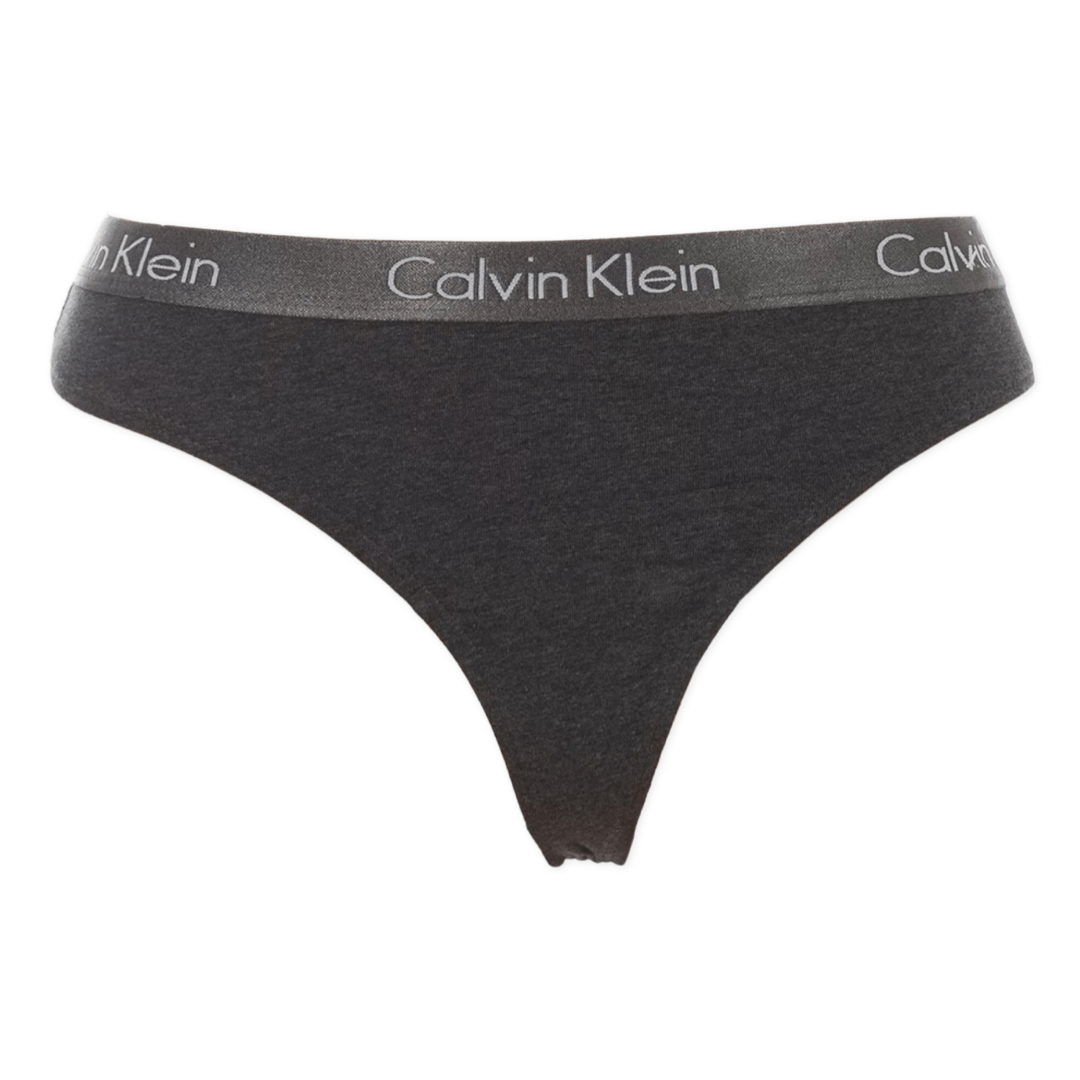 Calvin Klein Underwear Women's Motive Cotton Thong 3 Pack - Black/Nymphs Thigh/Charcoal Heather