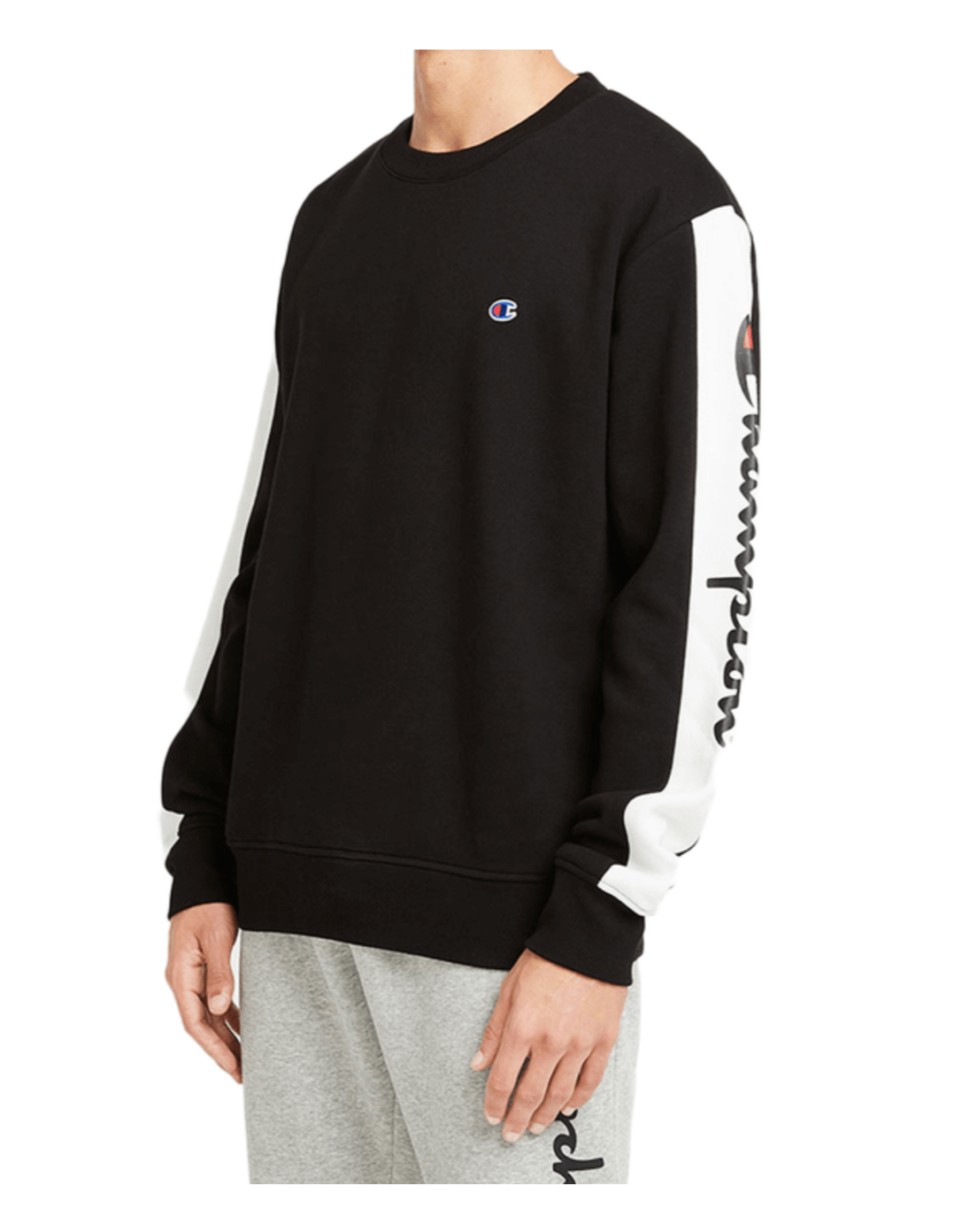 Champion Sporty Panel Crew Sweater Mens Black