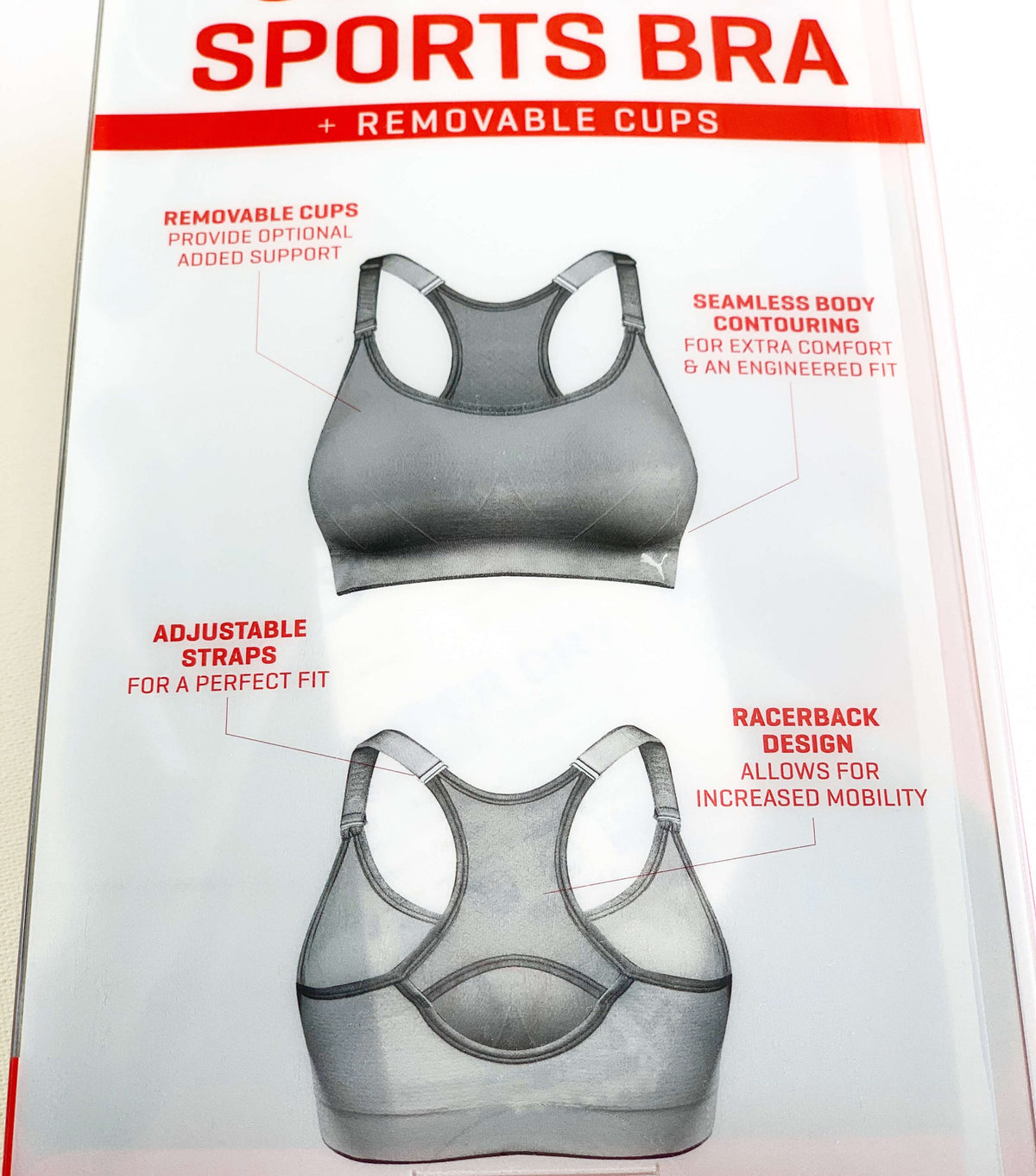 PUMA Women's Seamless Sports Bra 2 Pack - Black/Grey