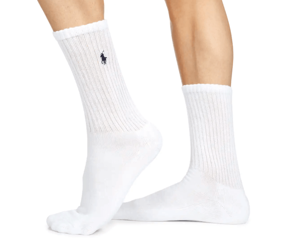 Polo Ralph Lauren Men's Size US 10-13 Rib Crew Socks 6-Pack - White