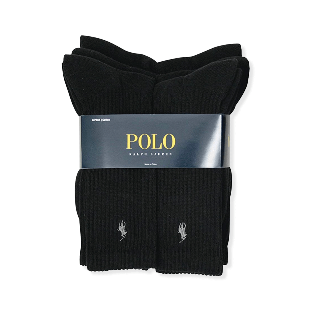 Polo Ralph Lauren Men s Rib Crew Socks 6 Pack Size US 10 13 Black