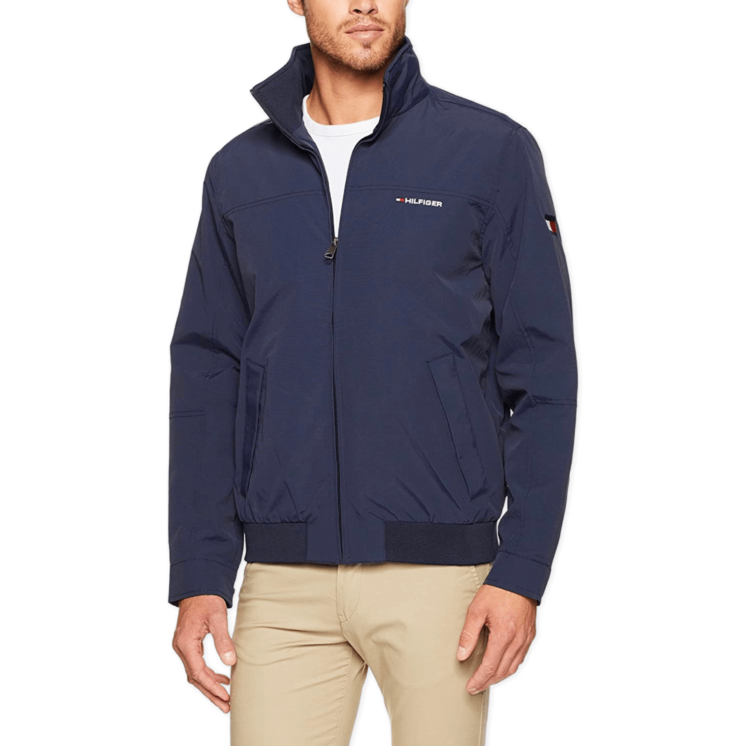 Tommy Hilfiger Men's Yacht Full Zip Front Sailing Jacket - Sky Captain
