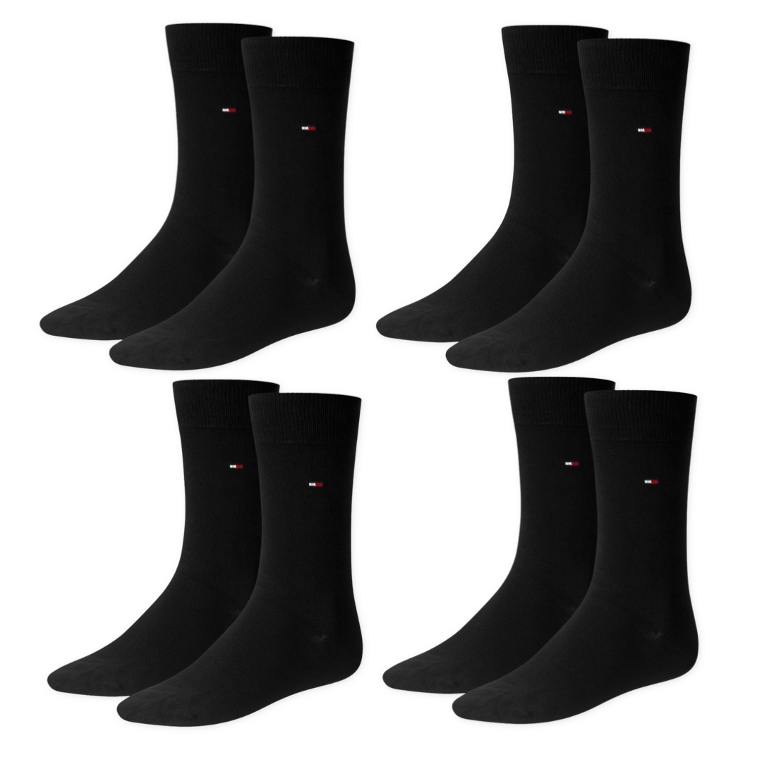 Tommy Hilfiger Men's Classic Crew Logo Socks 4-Pack - Black