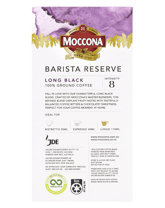 Moccona Barista Reserve Long Black Capsules 100 Pack - Intensity 8