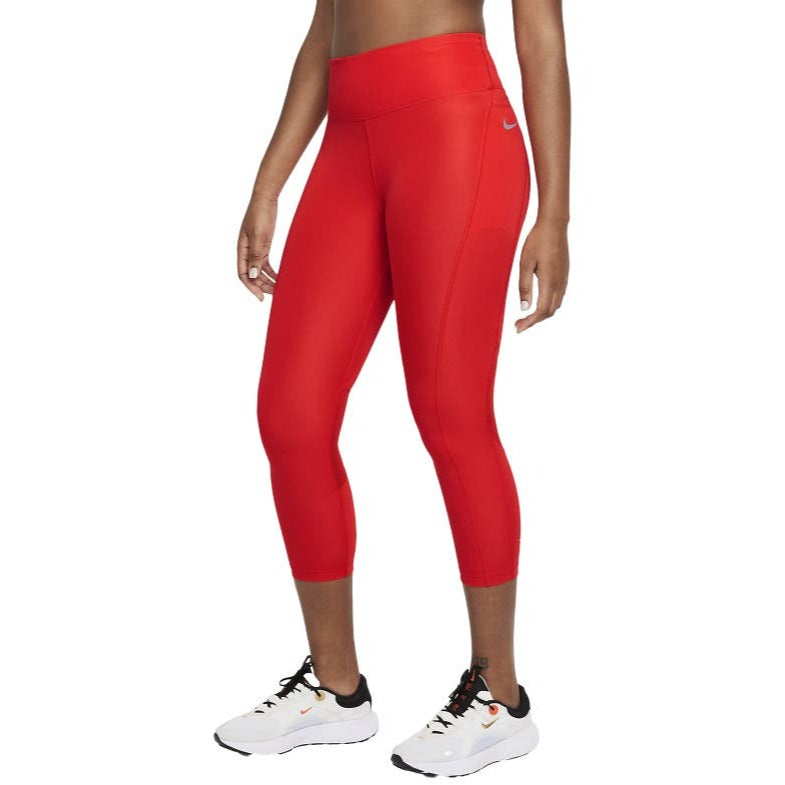Nike Women's Dri FIT Fast Crop Tights - Chile Red/Reflective Silver