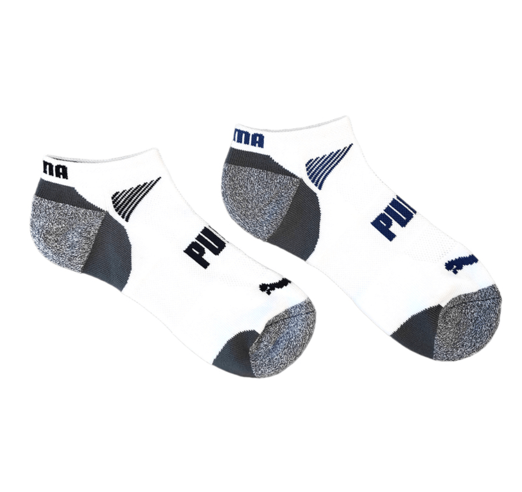 Puma Men's Low Cut 8 Pack Sport Socks, Moisture Control, Arch Support Men's Shoe Size 12-16 - White/Steel Grey