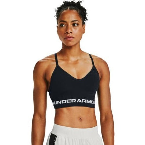 Under Armour Women's Seamless Low Long Sports Bra - Black/Halo Grey
