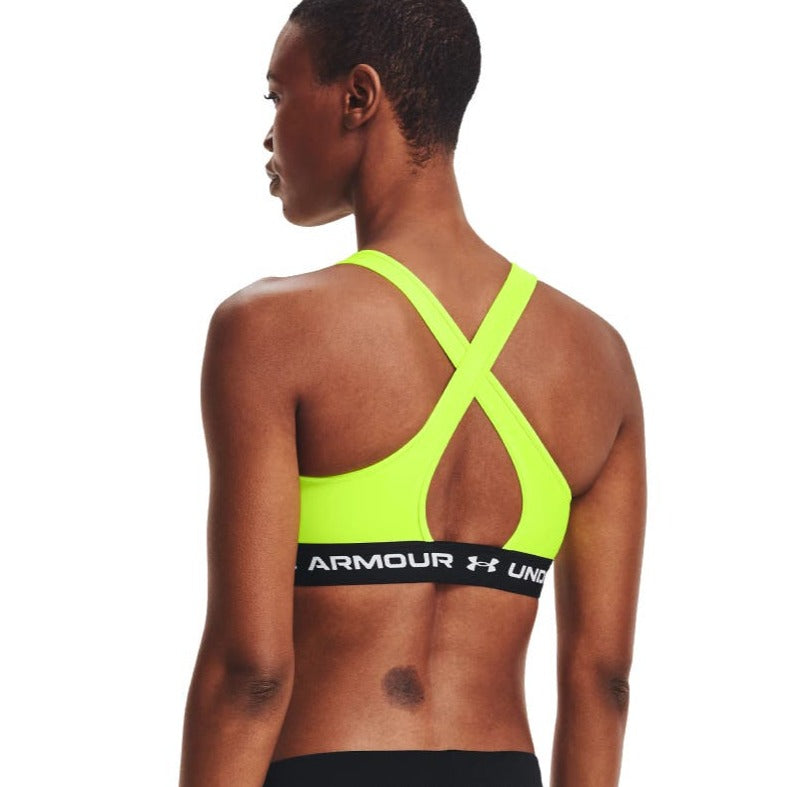 Under Armour Women's Crossback Mid Bra - High-Vis Yellow/Black/White