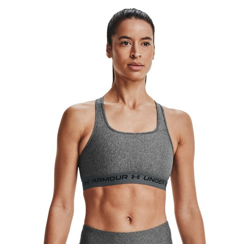 Under Armour Women's Crossback Mid Heather Sports Bra - Charcoal Light Heather/Pitch Grey/Black