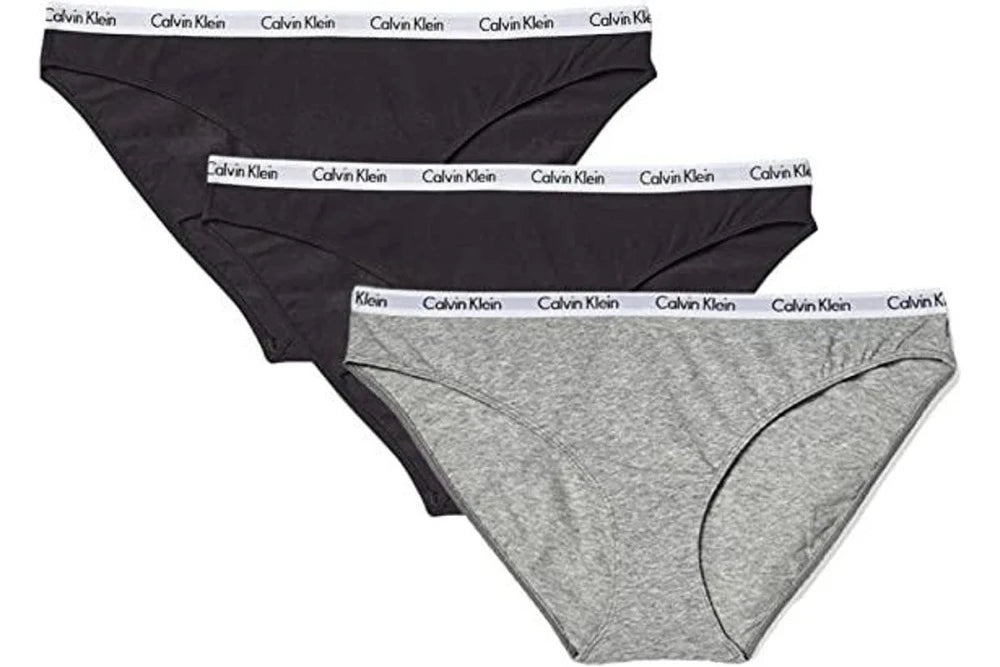 Calvin Klein Womens Carousel Logo Cotton Bikini Style Underwear 3 Pack - Black/Black/Grey