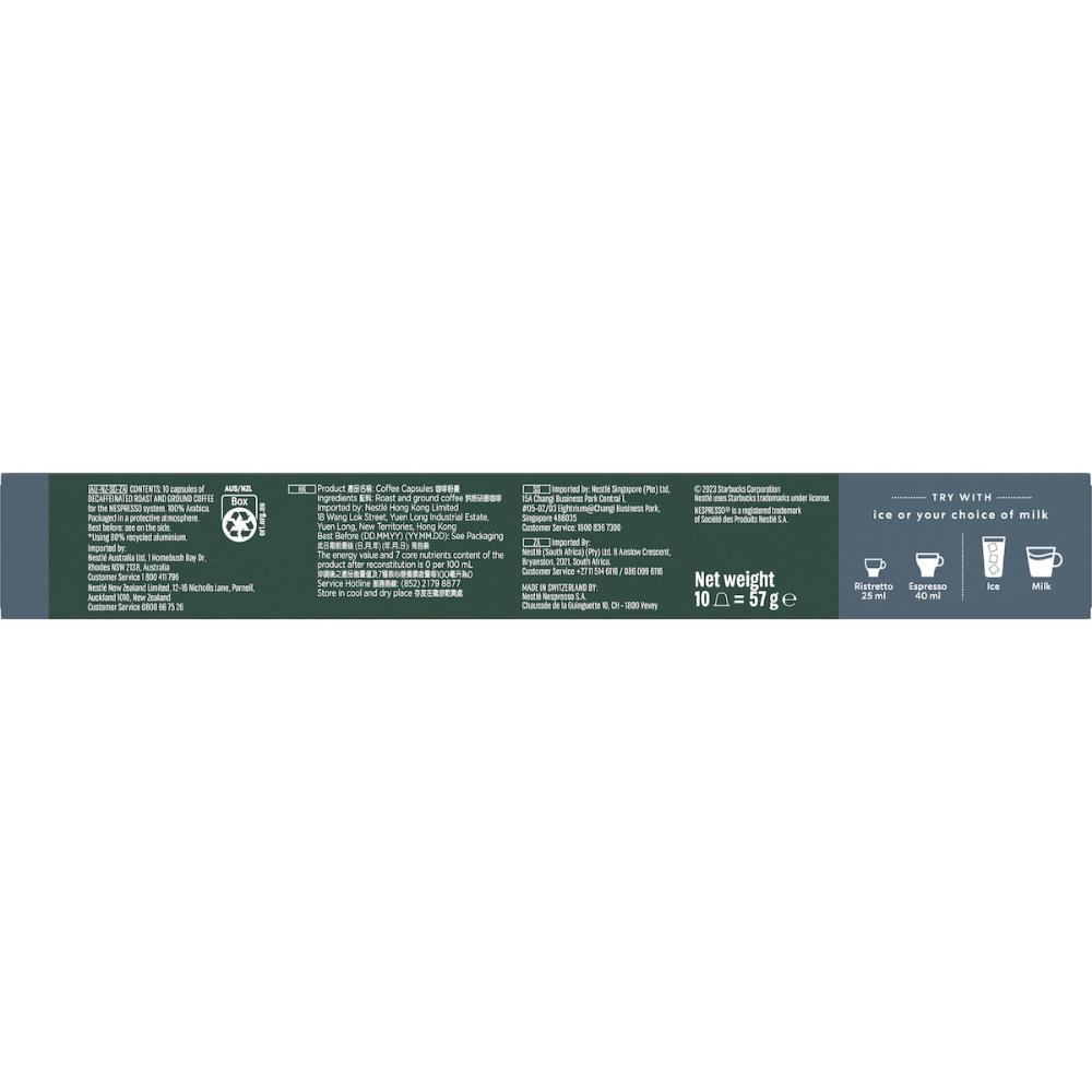 Starbucks By Nespresso Decaf Espresso Roast Coffee Pods Capsules 100 Pack
