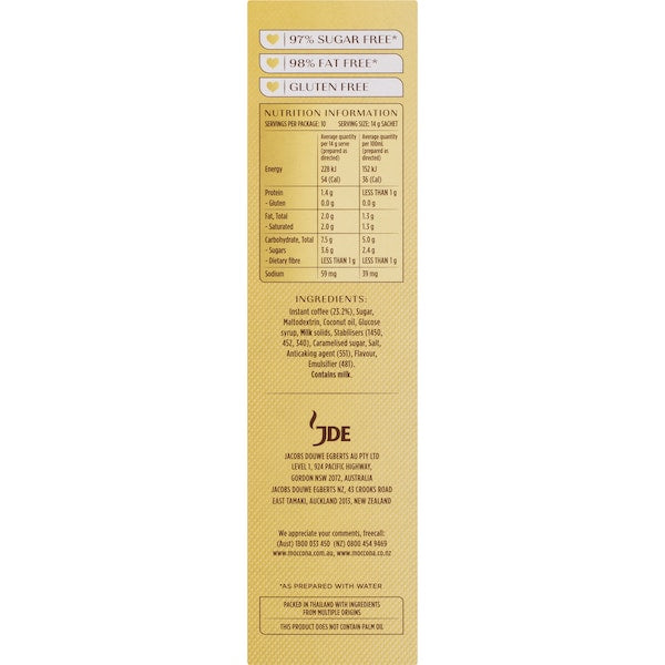 Moccona Double Shot Latte Coffee Sachets 100 Pack