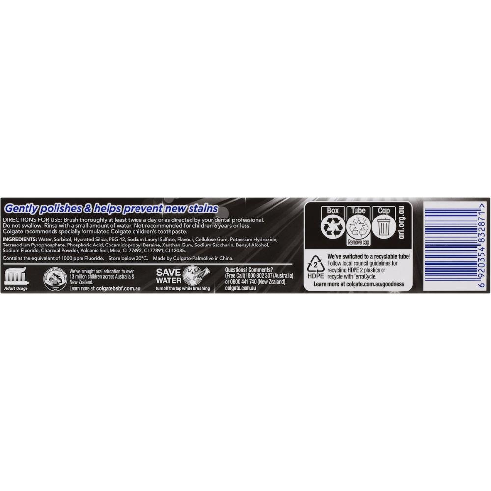 5 x Colgate Whitening Toothpaste Advanced Whitening Charcoal 180g