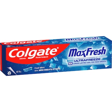 5 x Colgate Max Fresh Toothpaste With Mini Breath Strips Cool Mint 115g