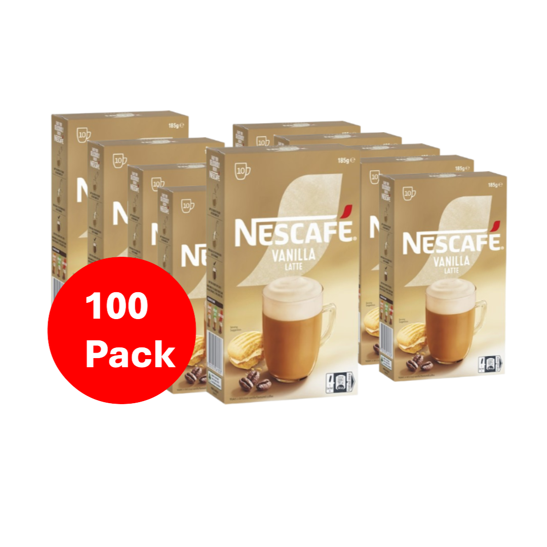 Nescafe Vanilla Latte Coffee Sachets 100 Pack