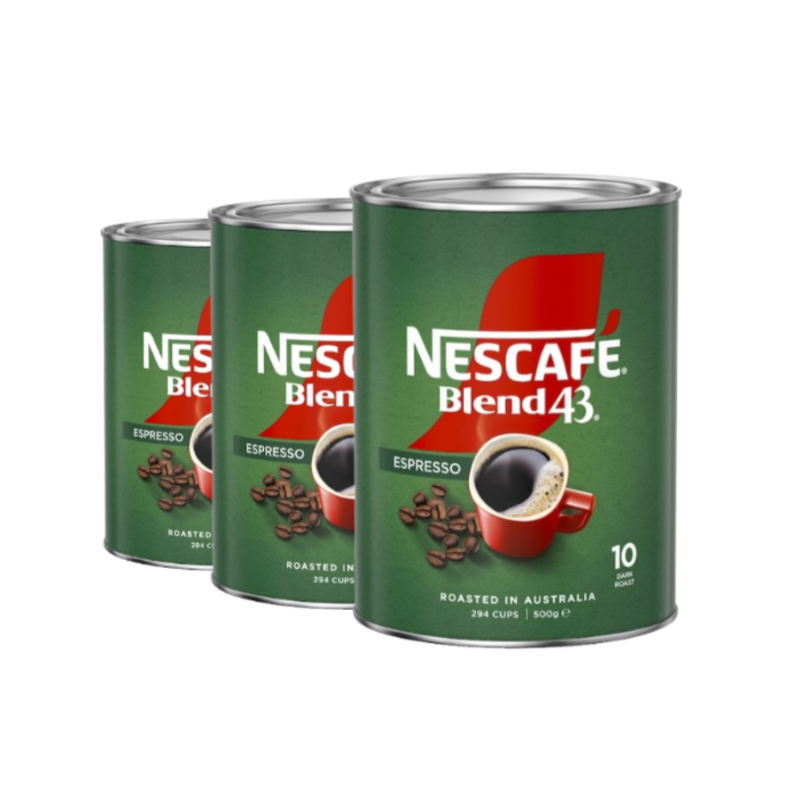 3 x Nescafe Blend 43 Espresso Instant Coffee 500g