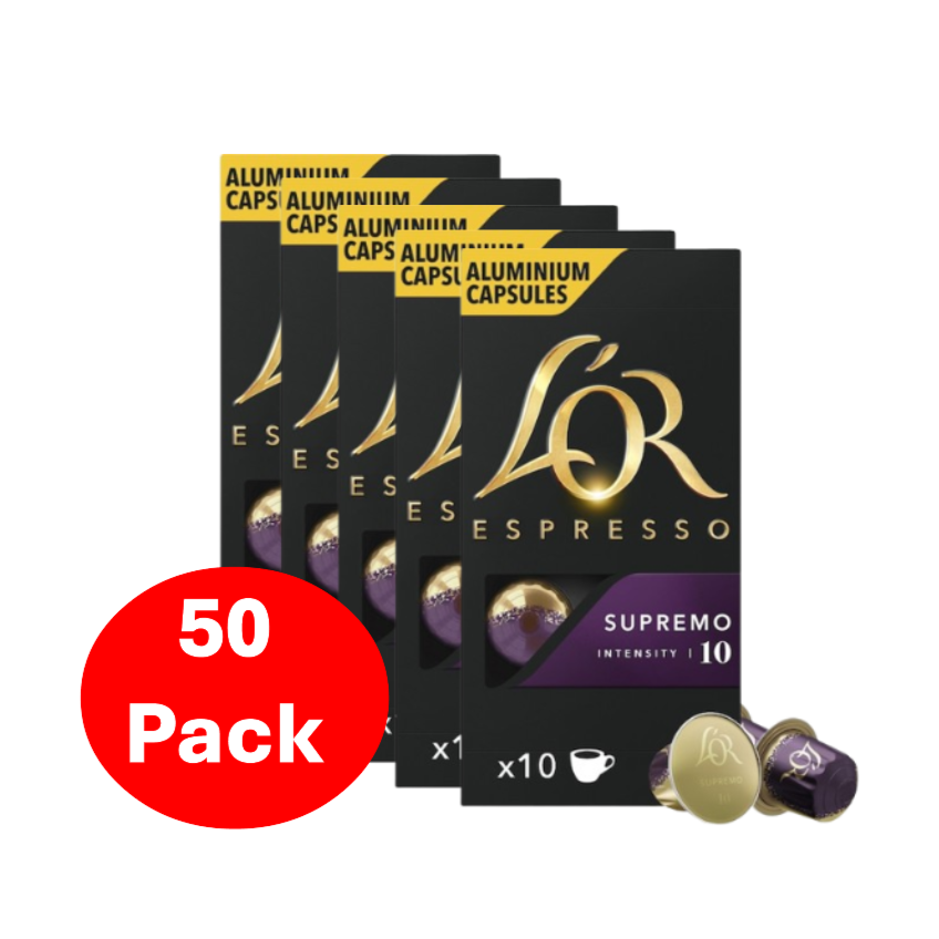 L'or Espresso Supremo Intensity 10 Coffee Capsules 50 Pack