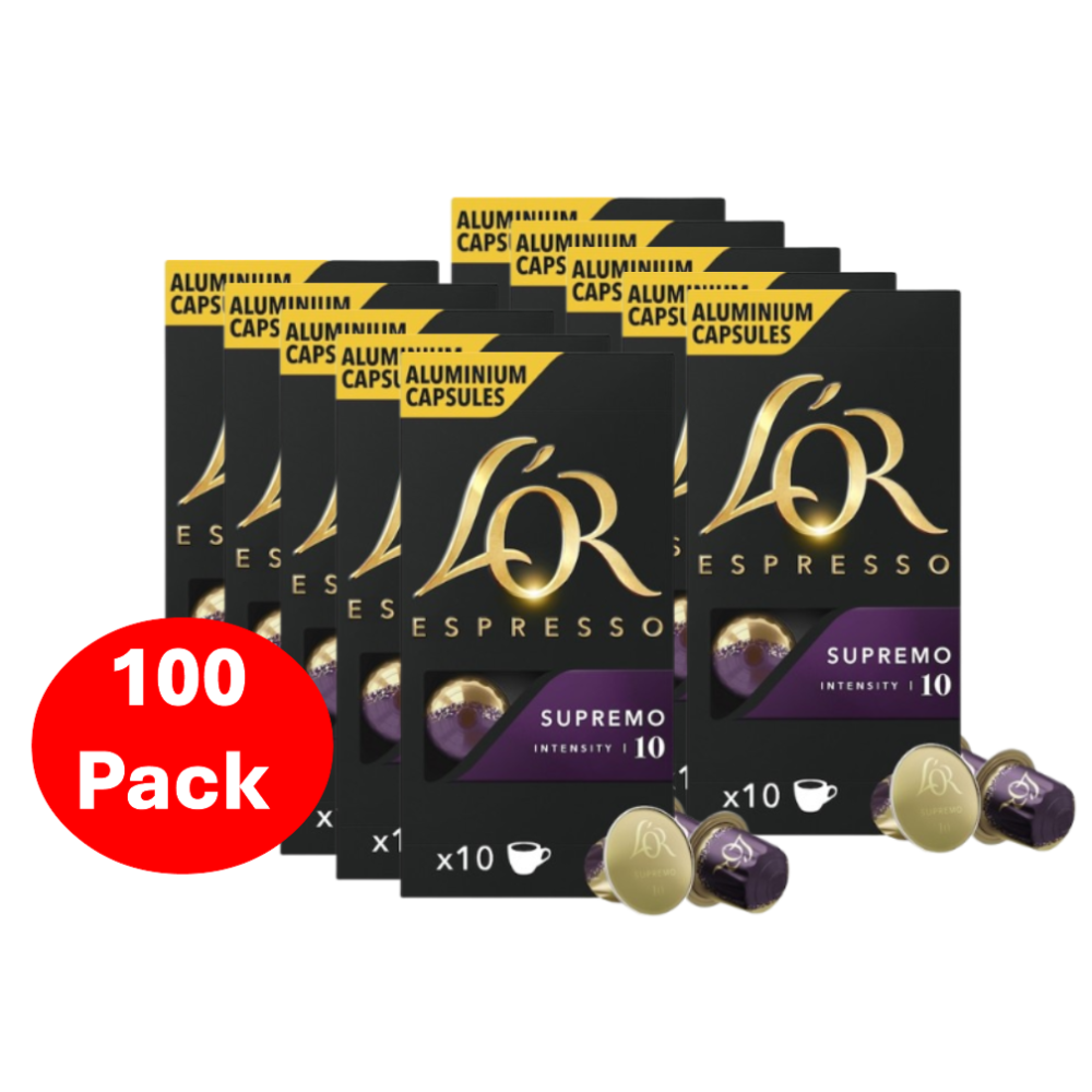 L'or Espresso Supremo Intensity 10 Coffee Capsules 100 Pack
