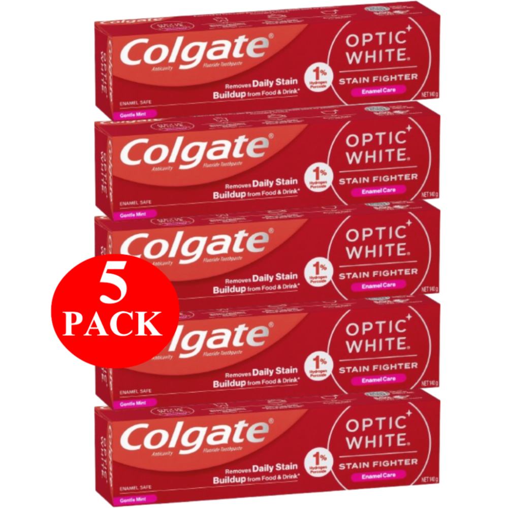5 x Colgate Teeth Whitening Toothpaste Optic White Enamel Care 140g